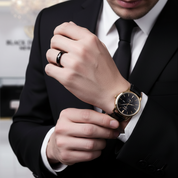 Trendy Men's Ceramic Wedding Band-Black Diamonds New York
