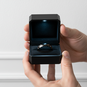 Trendy Men's Ceramic Wedding Band-Black Diamonds New York
