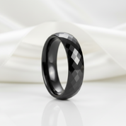 Trendy Men's Ceramic Wedding Band-Black Diamonds New York