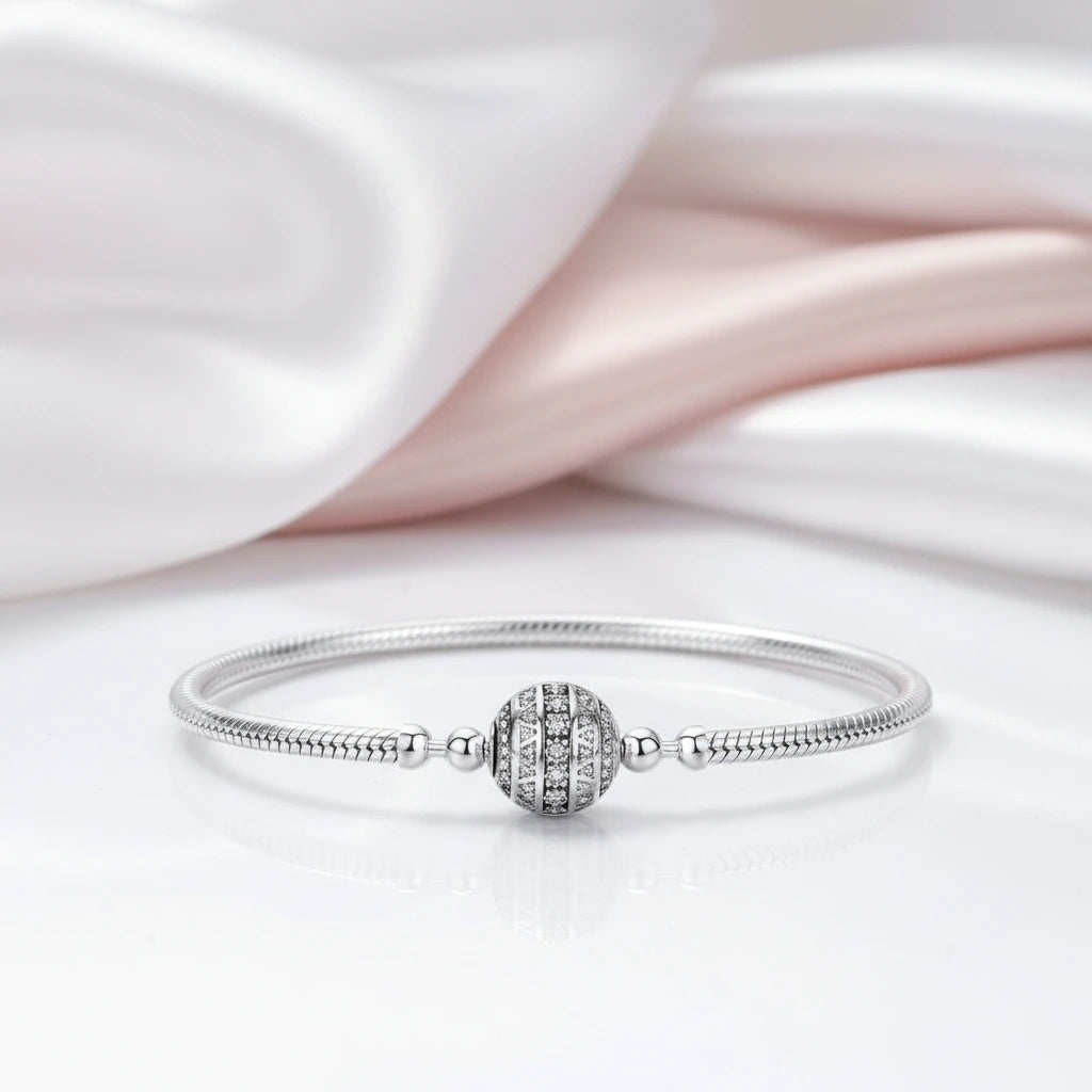 Trendy Round Charms Bangle Bracelet-Black Diamonds New York