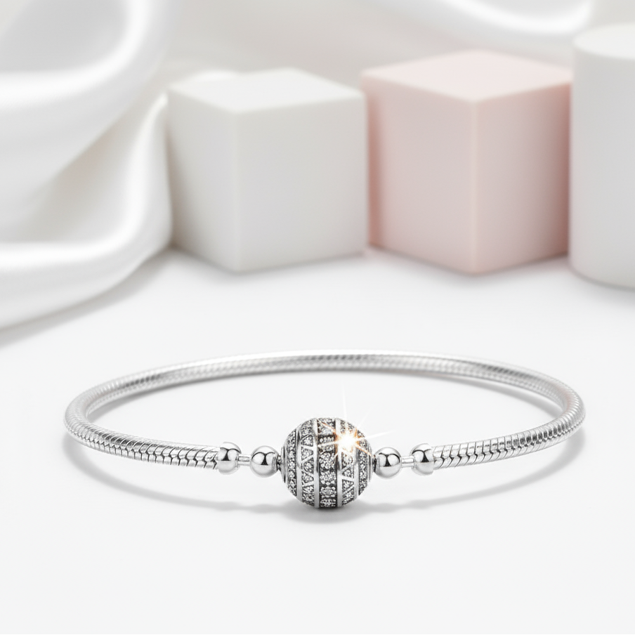 Trendy Round Charms Bangle Bracelet-Black Diamonds New York