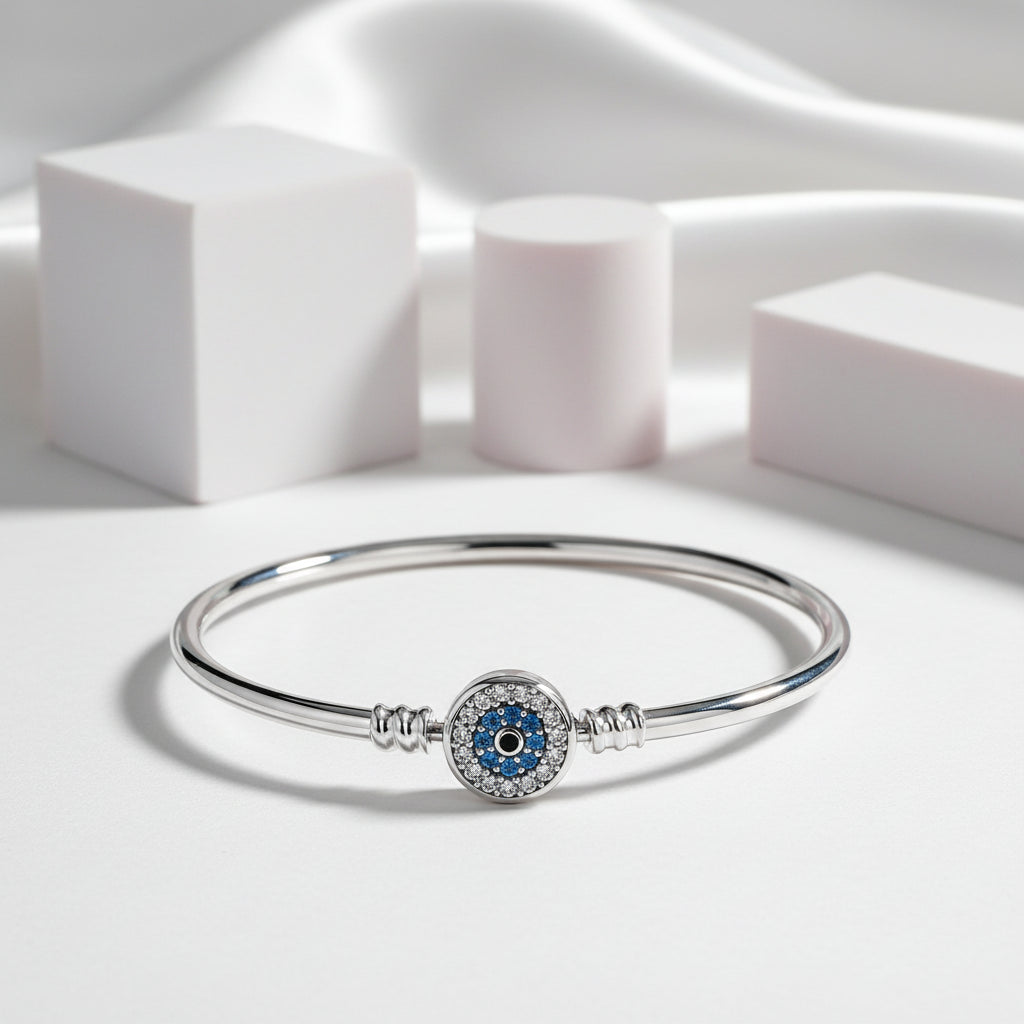 Trendy Round Charms Bangle Bracelet-Black Diamonds New York