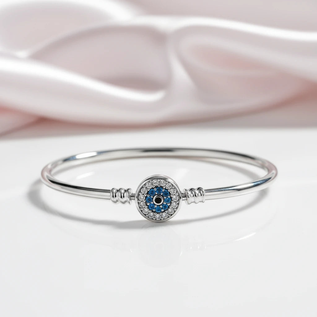 Trendy Round Charms Bangle Bracelet-Black Diamonds New York