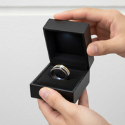 Tri Tone Stainless Steel Men's Ring Band-Black Diamonds New York
