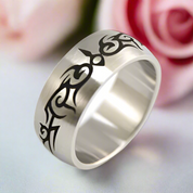 Tribal Design Gothic Men's Ring Band-Black Diamonds New York