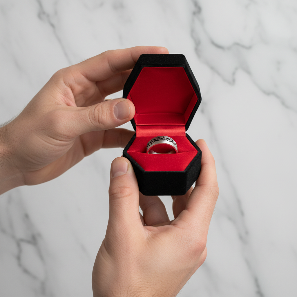 Tribal Design Gothic Men's Ring Band-Black Diamonds New York