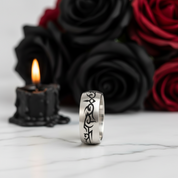Tribal Design Gothic Men's Ring Band-Black Diamonds New York
