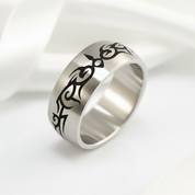 Tribal Design Gothic Men's Ring Band-Black Diamonds New York