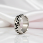 Tribal Design Gothic Men's Ring Band-Black Diamonds New York