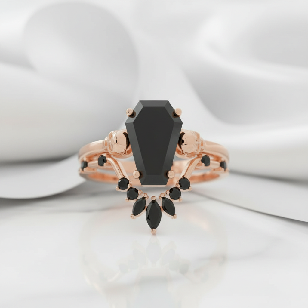 True Love Rings- 14k White Gold Limited Coffin Cut Diamond Option Rings-Black Diamonds New York