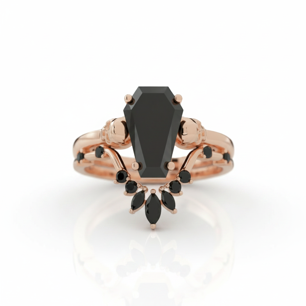 True Love Rings- 14k White Gold Limited Coffin Cut Diamond Option Rings-Black Diamonds New York