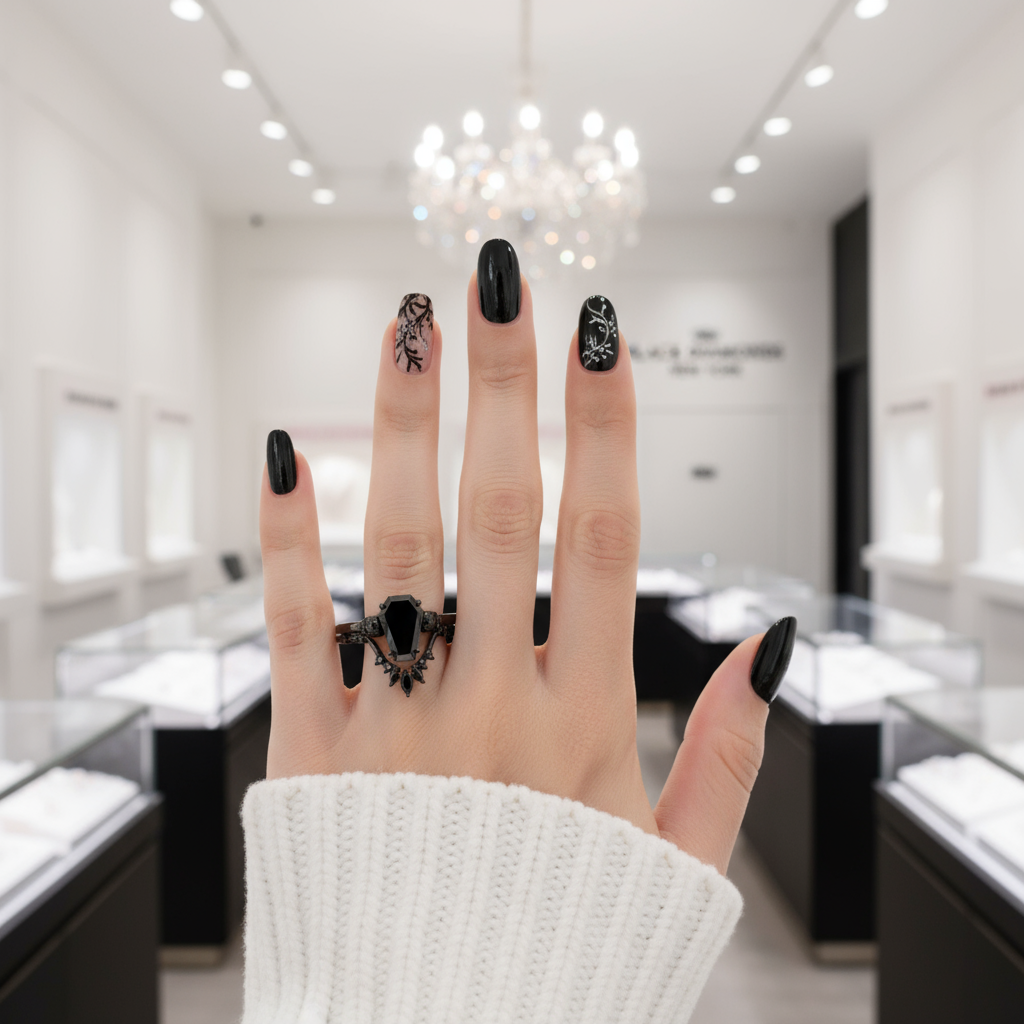 True Love Rings- 14k White Gold Limited Coffin Cut Diamond Rings-Black Diamonds New York