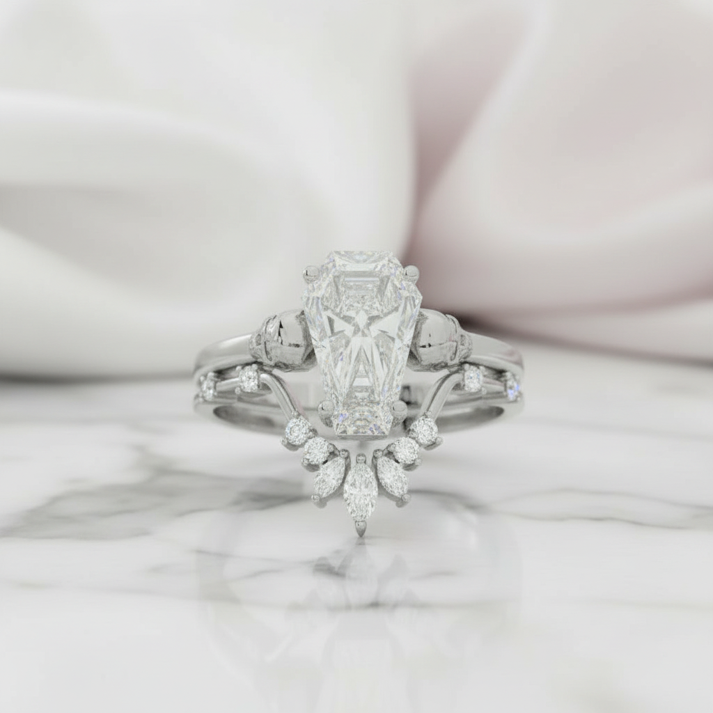 True Love Rings- 14k White Gold Limited Coffin Cut Diamond Rings-Black Diamonds New York