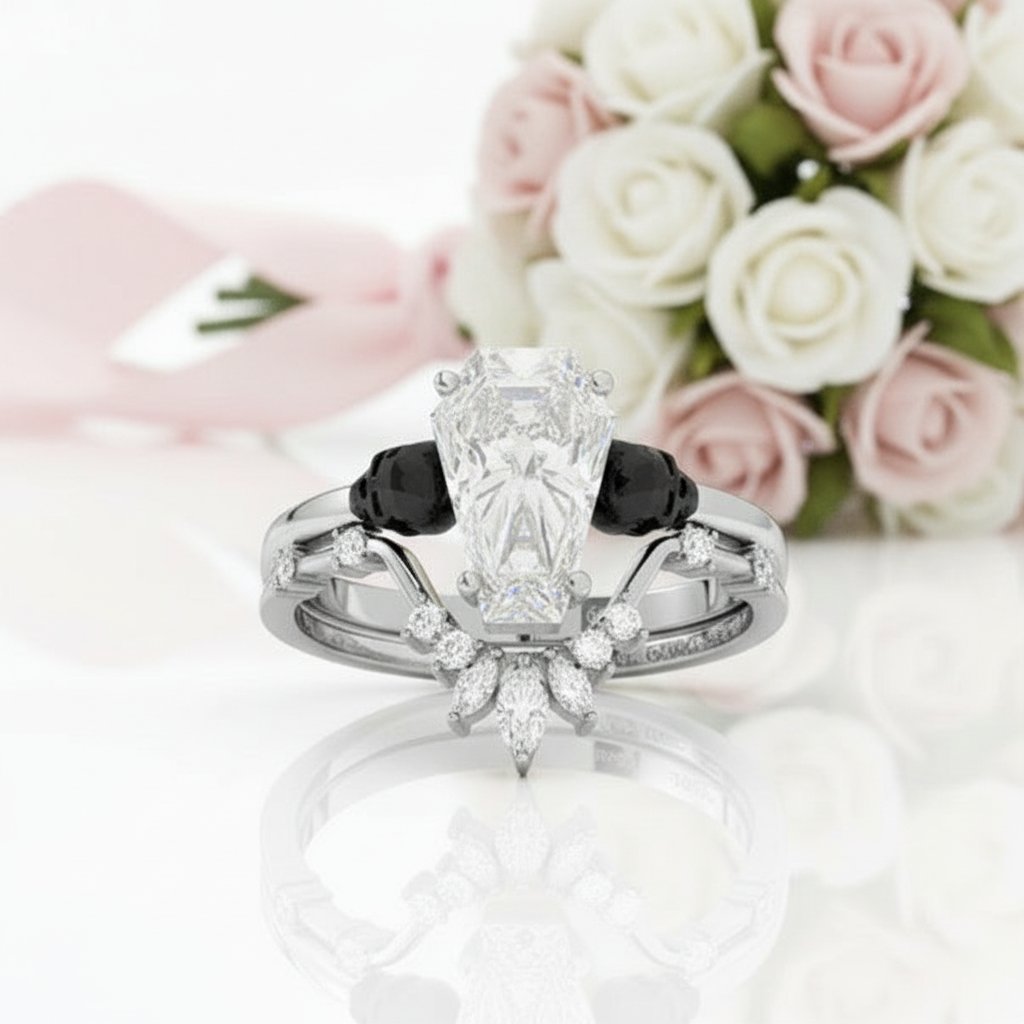True Love Rings- 14k White Gold Limited Coffin Cut Diamond Rings-Black Diamonds New York