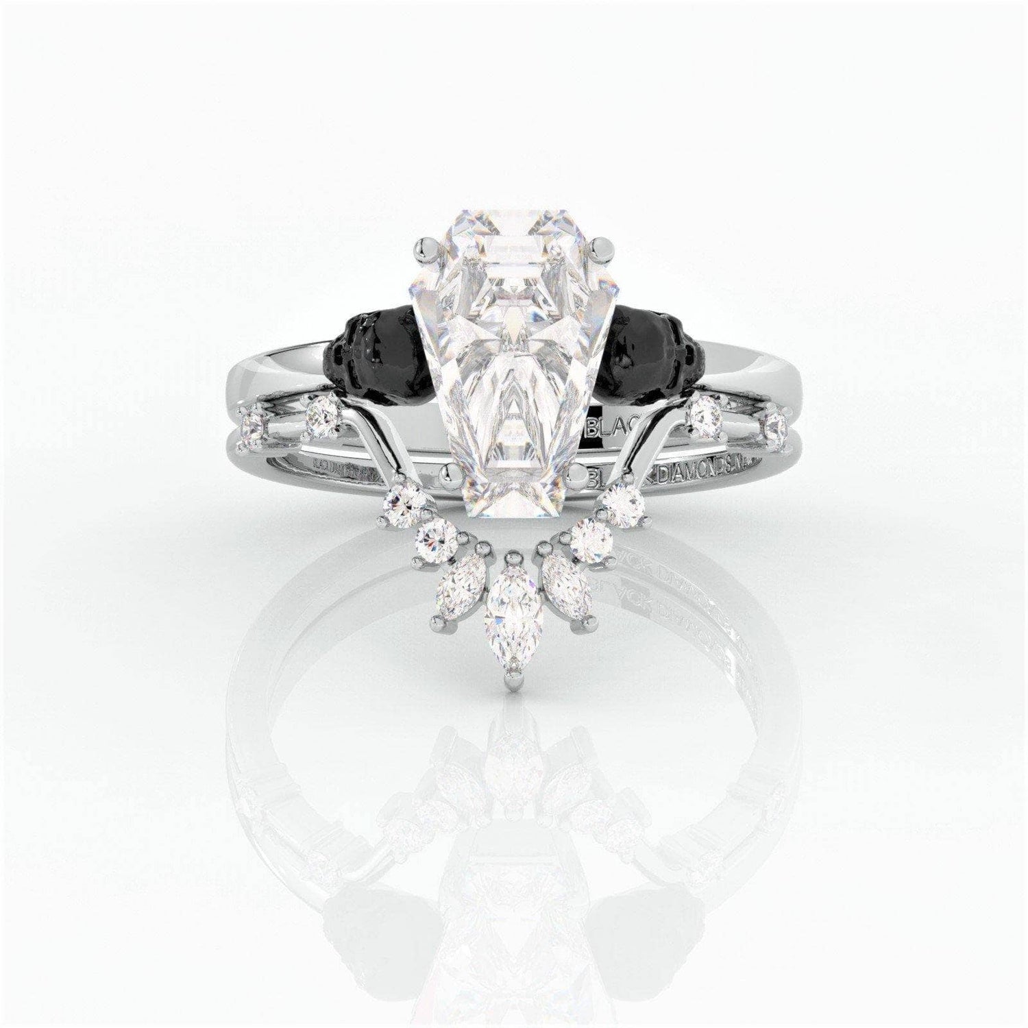 True Love Rings- 14k White Gold Limited Coffin Cut Moissanite Rings - Black Diamonds New York