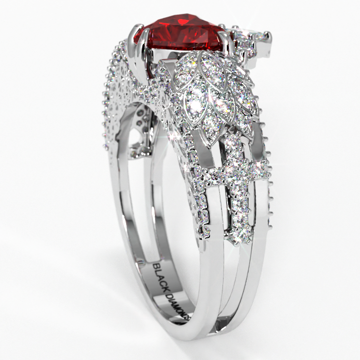 Infinity x Infinity Ring- Red Heart and Cross Diamond Option Gothic Ring-Black Diamonds New York