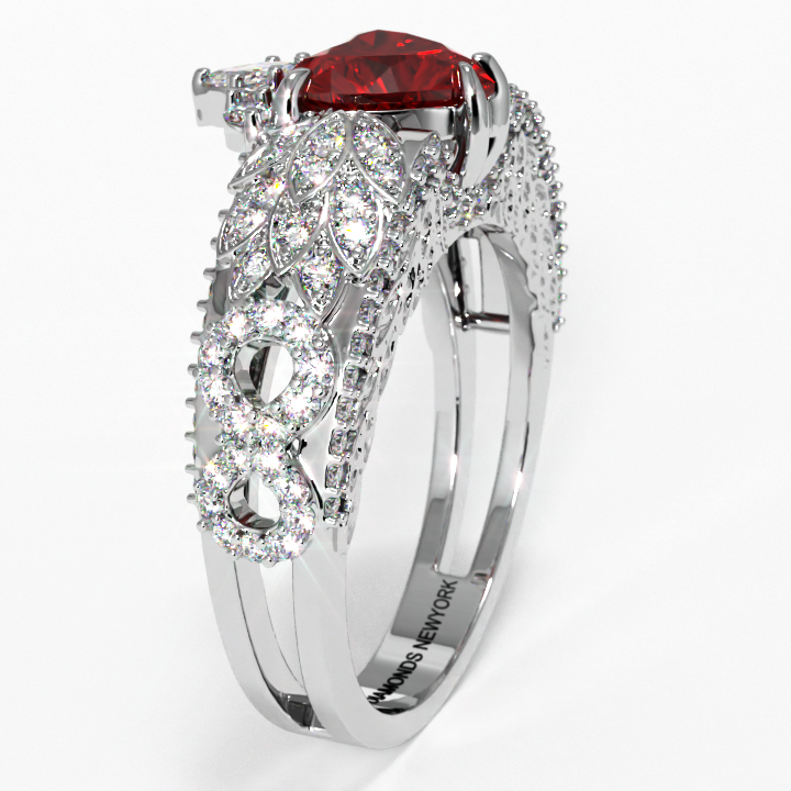 Infinity x Infinity Ring- Red Heart and Cross Diamond Option Gothic Ring-Black Diamonds New York