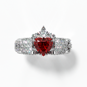 Infinity x Infinity Ring- Red Heart and Cross Diamond Option Gothic Ring-Black Diamonds New York