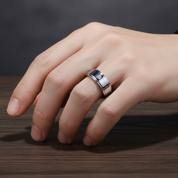 8mm Tungsten Carbide Men's Wedding Band with Diamond-Black Diamonds New York