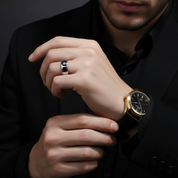 8mm Tungsten Carbide Men's Wedding Band with Diamond Option-Black Diamonds New York