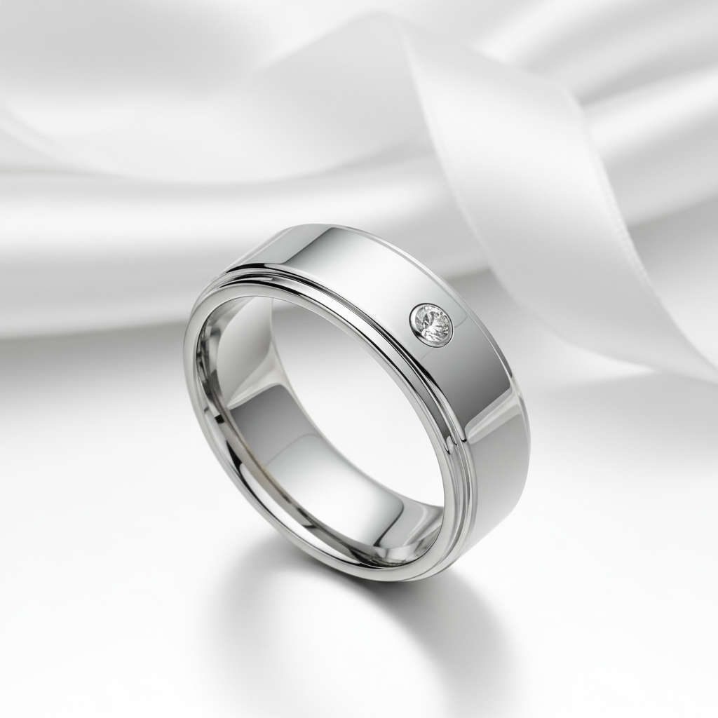 8mm Tungsten Carbide Men's Wedding Band with Diamond Option-Black Diamonds New York
