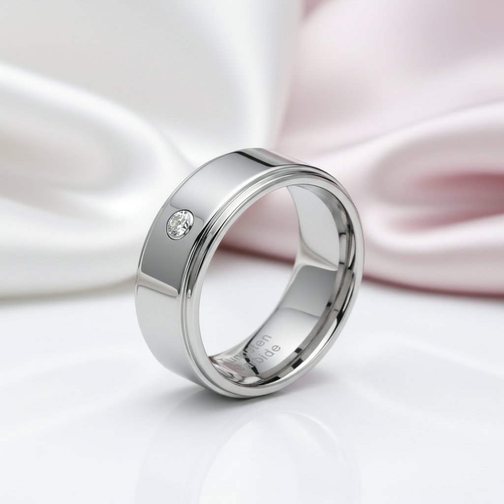8mm Tungsten Carbide Men's Wedding Band with Diamond Option-Black Diamonds New York