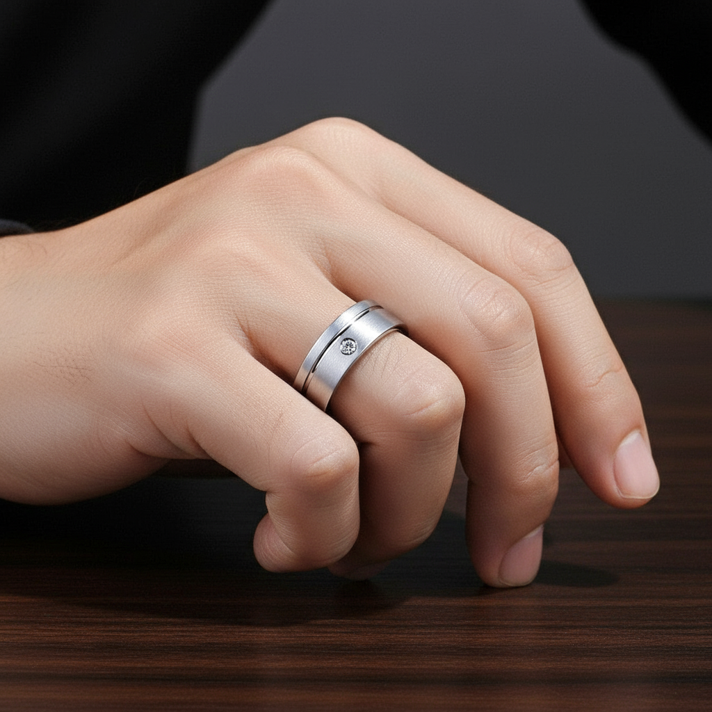 Tungsten Carbide Groove Line with Diamond-Black Diamonds New York