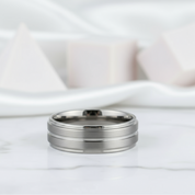 Tungsten Carbide Rings For Men 8mm Wedding Band-Black Diamonds New York