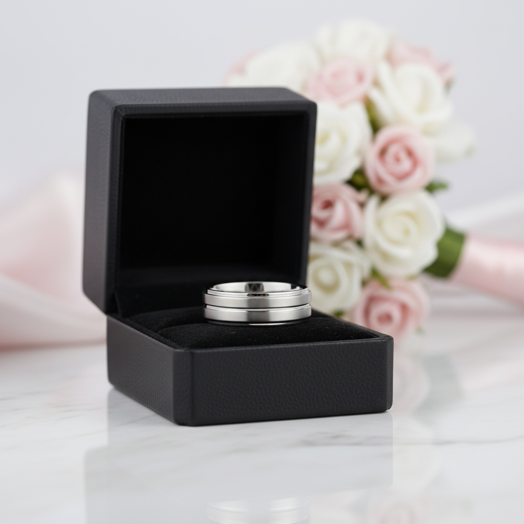 Tungsten Carbide Rings For Men 8mm Wedding Band-Black Diamonds New York