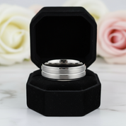 Tungsten Carbide Rings For Men 8mm Wedding Band-Black Diamonds New York