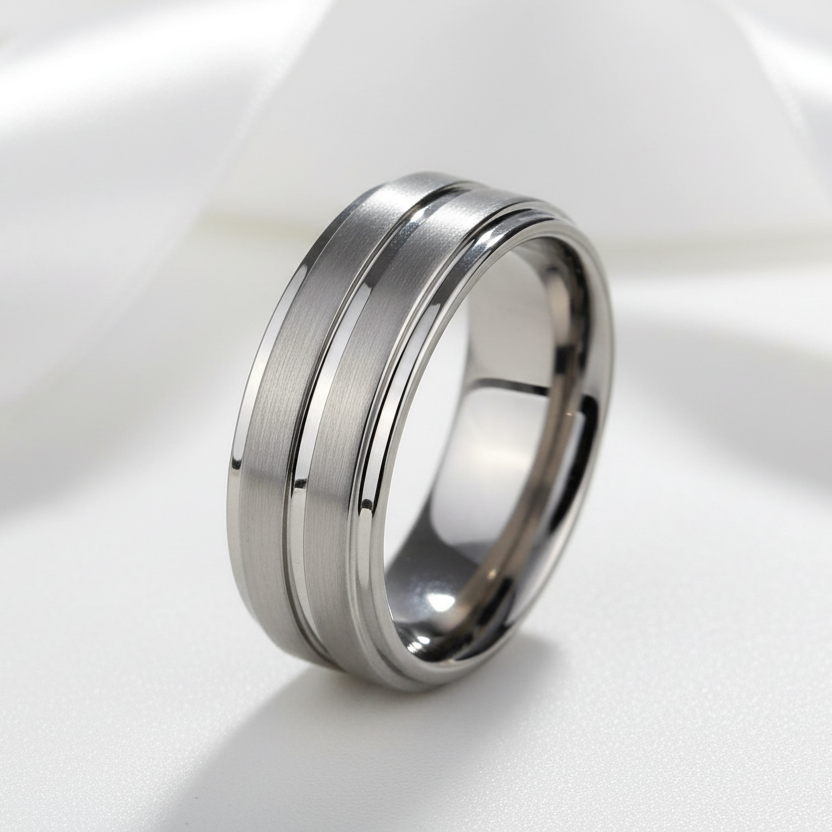 Tungsten Carbide Rings For Men 8mm Wedding Band-Black Diamonds New York
