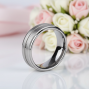 Tungsten Carbide Rings For Men 8mm Wedding Band-Black Diamonds New York