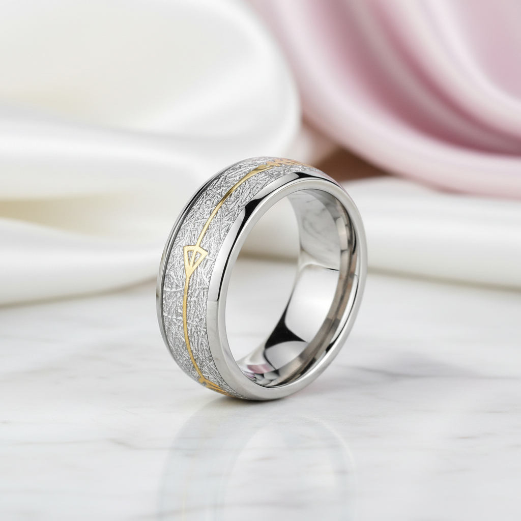 Tungsten Carbide Unique Design Fills 8mm Ring-Black Diamonds New York