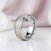Tungsten Carbide Unique Design Fills 8mm Ring-Black Diamonds New York