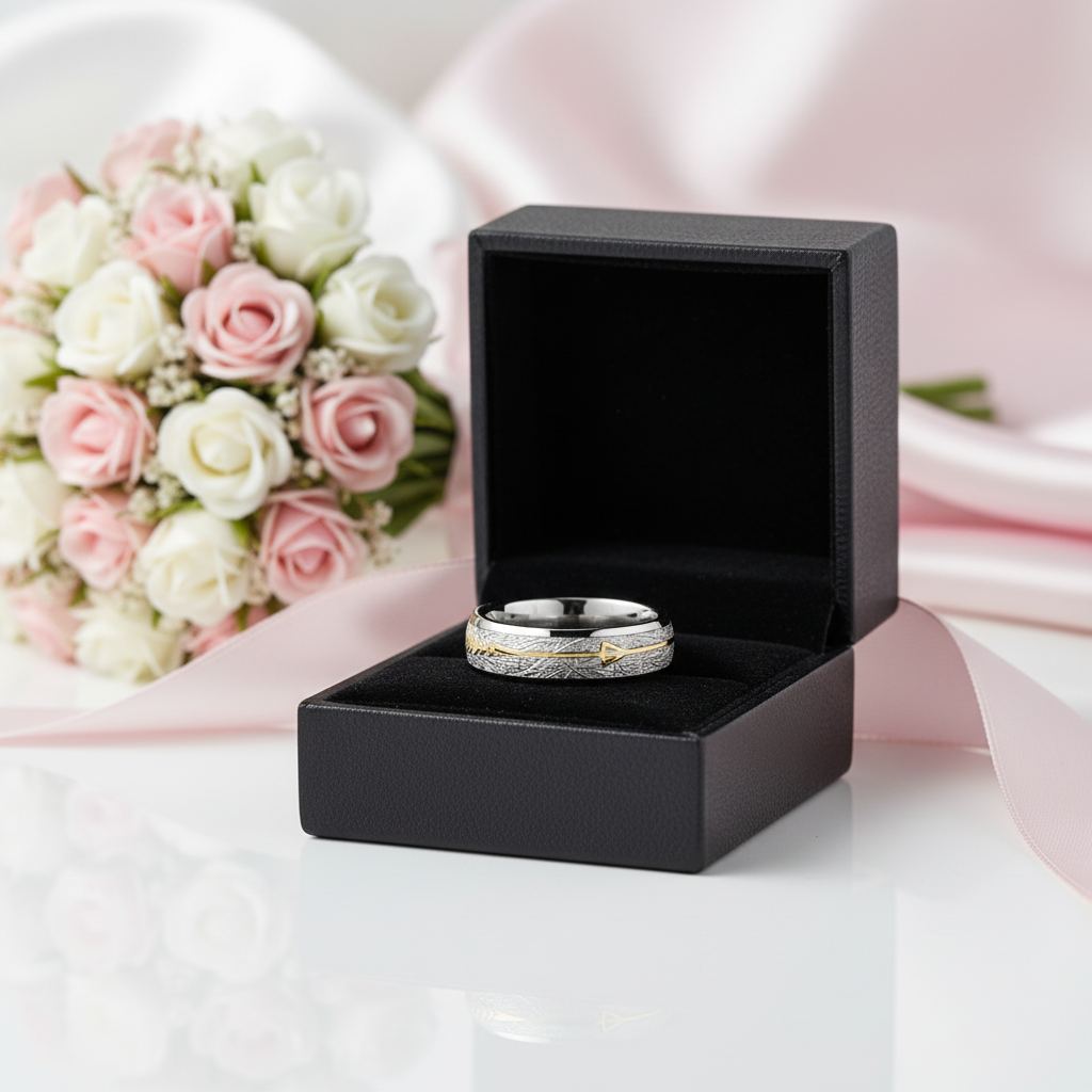 Tungsten Carbide Unique Design Fills 8mm Ring-Black Diamonds New York