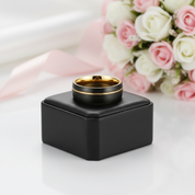 Tungsten Wedding Band with Asymmetric Gold Thread-Black Diamonds New York