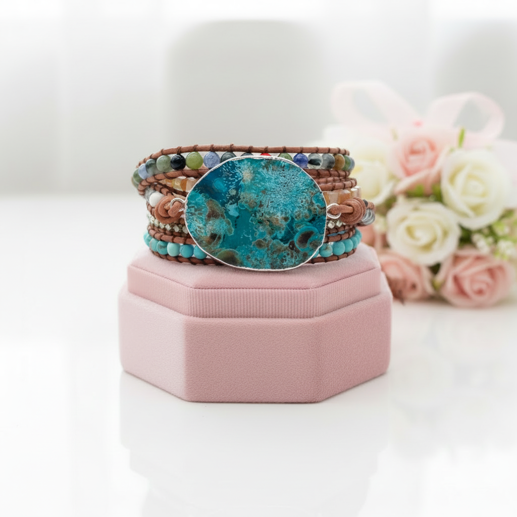 Turquoise & Mixed Stone Boho Bracelet-Black Diamonds New York