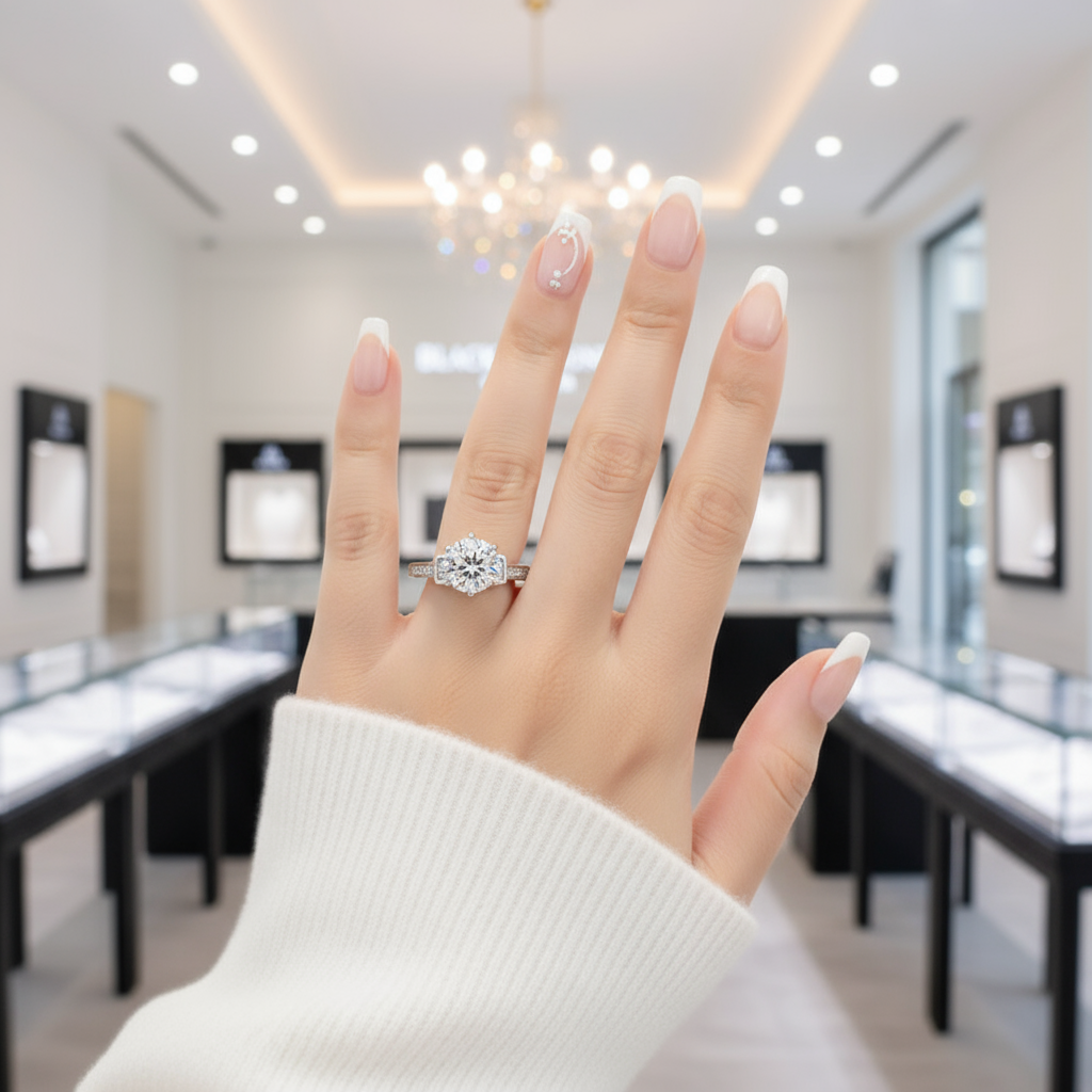 Twinkle Stone 1.0Ct VVS1 Diamond Engagement Ring-Black Diamonds New York