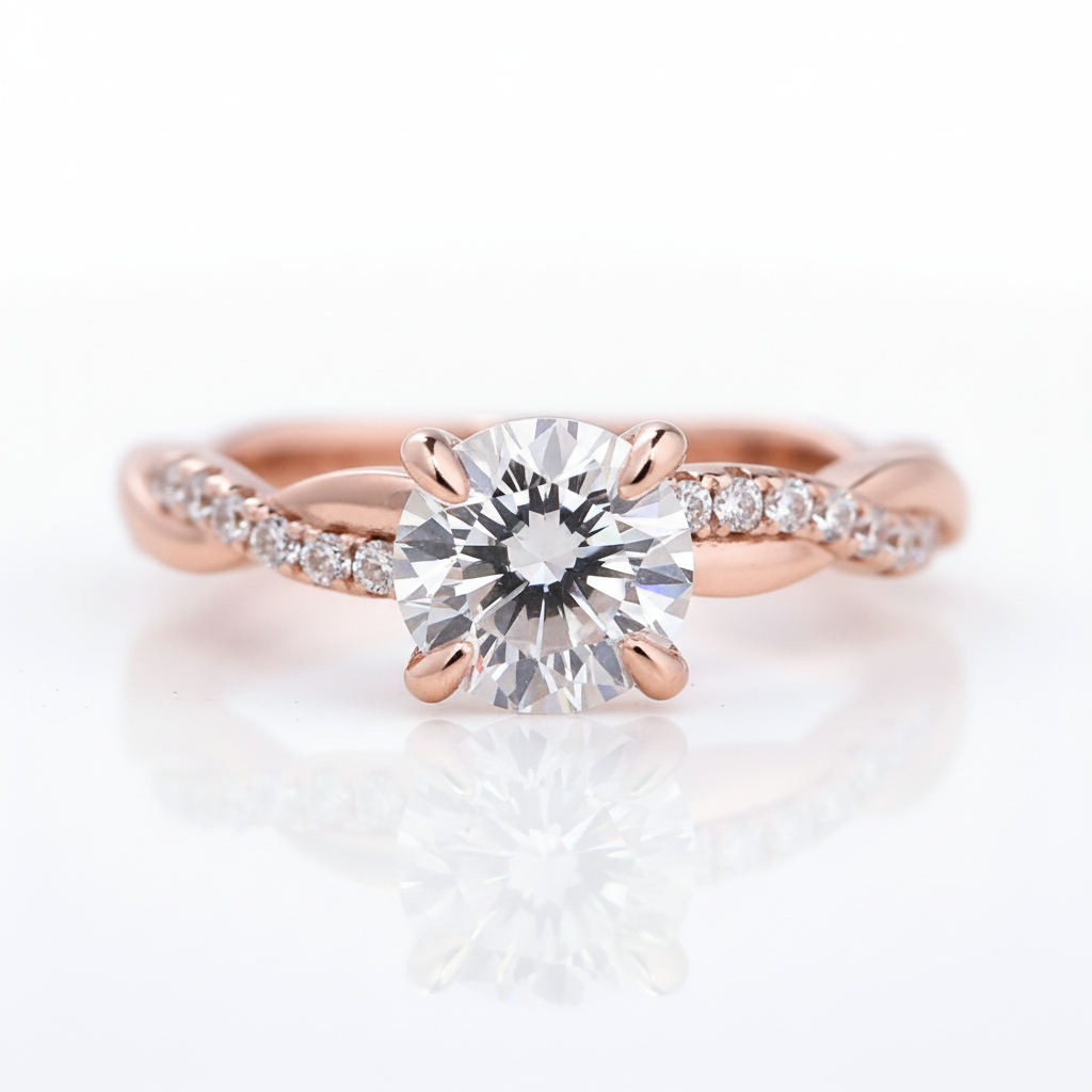 Twist 1.25 Carat Round Cut Diamond Option Promise Ring-Black Diamonds New York