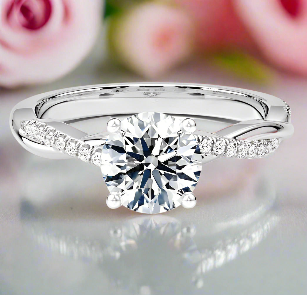 Twist 1.25ct Round Cut Diamond Promise Ring-Black Diamonds New York