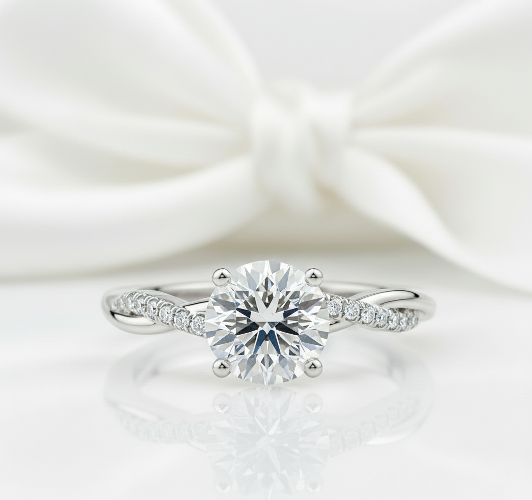 Twist 1.25ct Round Cut Diamond Promise Ring-Black Diamonds New York