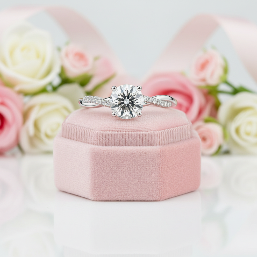 Twist 1.25ct Round Cut Diamond Option Promise Ring-Black Diamonds New York