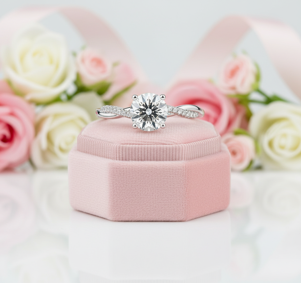 Twist 1.25ct Round Cut Diamond Promise Ring-Black Diamonds New York