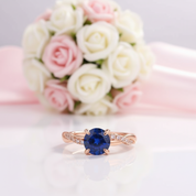 Twist 1.25 Carat Blue Sapphire Round Cut Promise Ring-Black Diamonds New York