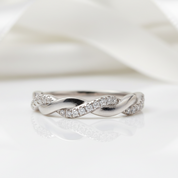 Diamond Option Stackable Twist Wedding Ring Band-Black Diamonds New York