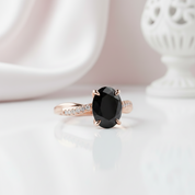 Twist Rose Gold Black Diamond Option Oval Cut Engagement Ring-Black Diamonds New York