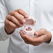 Twist Rose Gold Round Cut Purple Amethyst Wedding Set-Black Diamonds New York