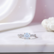 Twist Round Cut Moonstone Engagement Ring-Black Diamonds New York