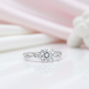 Twist Round Cut Three Stone Engagement Ring-Black Diamonds New York