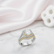 Two-tone 1.8 Ct Cushion Cut Diamond Option Ring Set-Black Diamonds New York